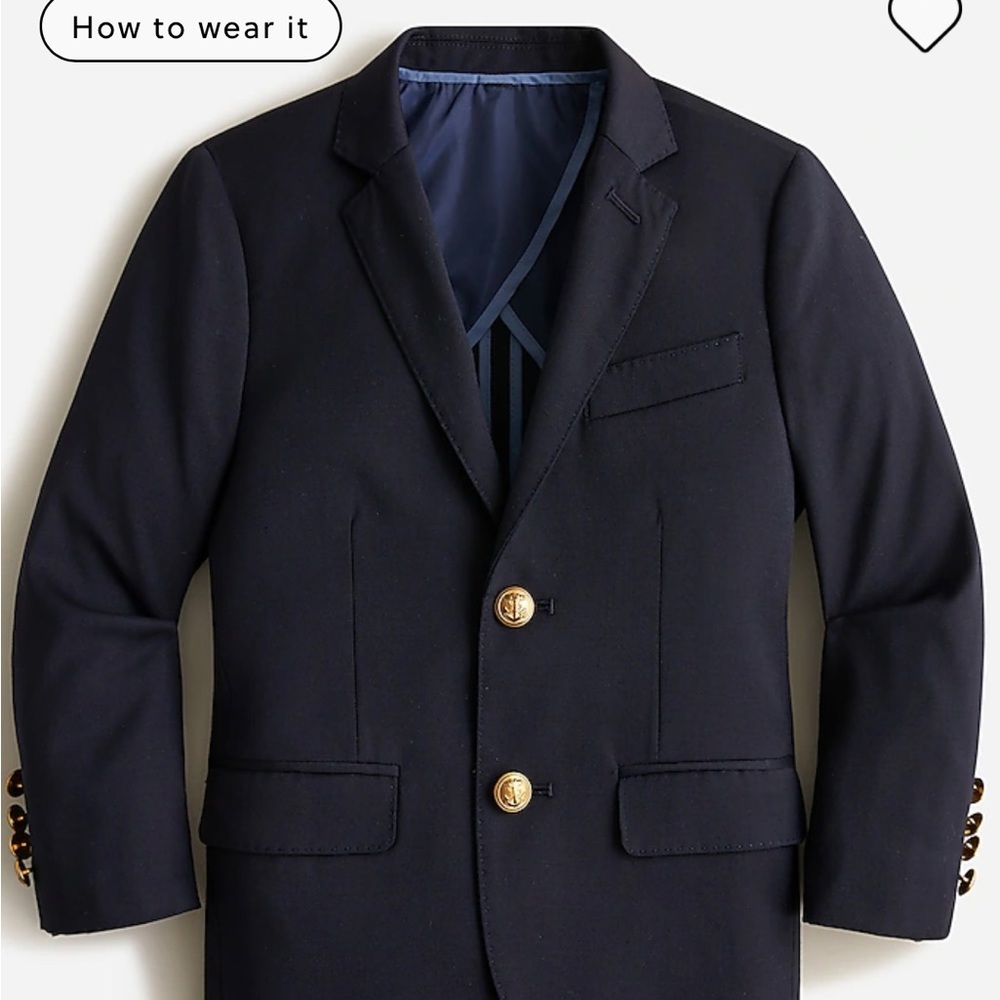 Crewcuts Ludlow Two Button Blazer, Navy, 100% Wool, Size 10